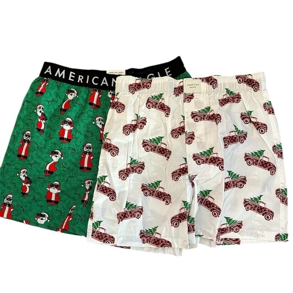 American Eagle two pairs boxer underwear Small Santa Christmas tree theme NWT - Picture 1 of 7